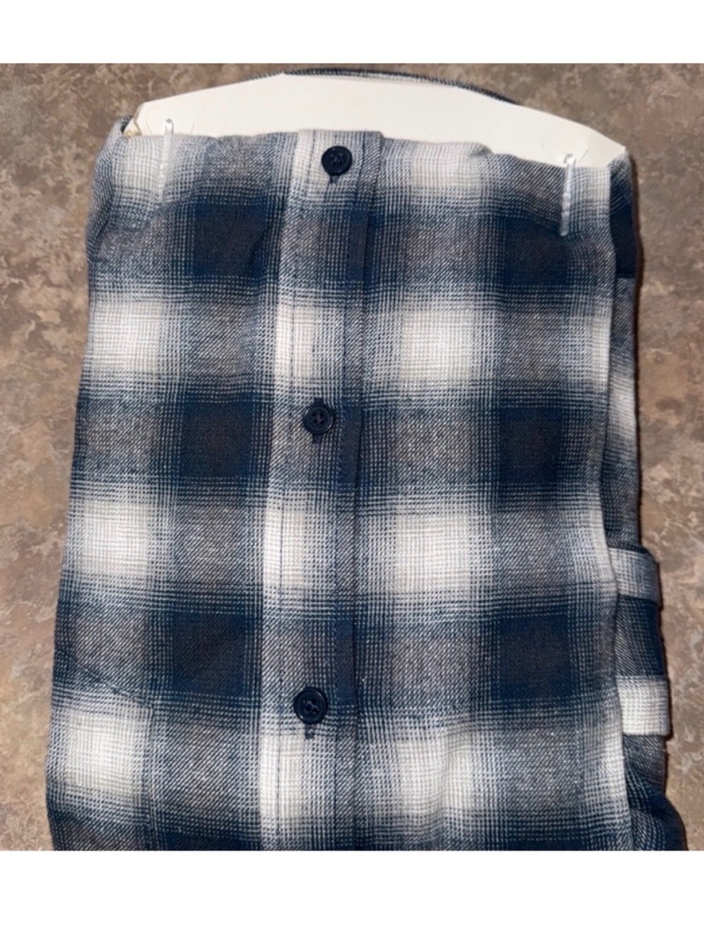 Primark Men's Navy and White Plaid Button-Down Shirt - Picture 6 of 6